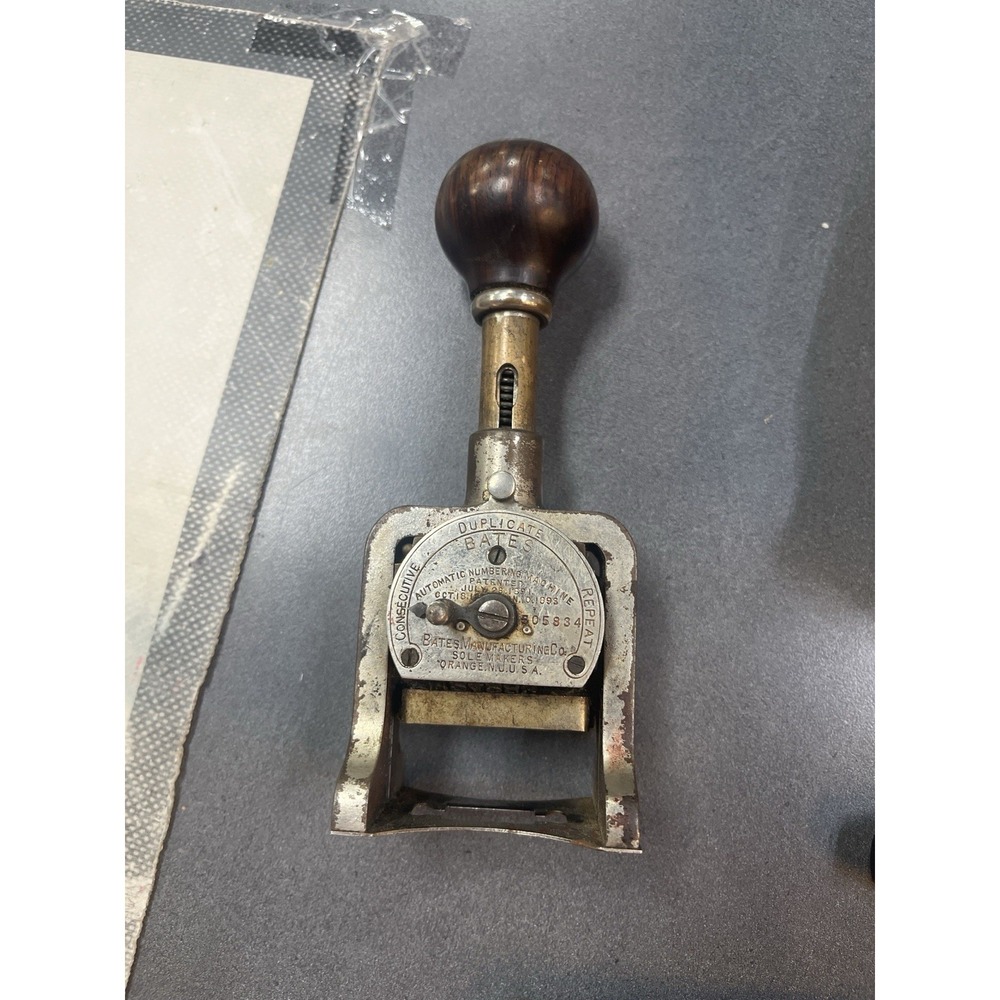Antique Bates Automatic Numbering Machine 5 Wheel Style E Working Duplicate Stam